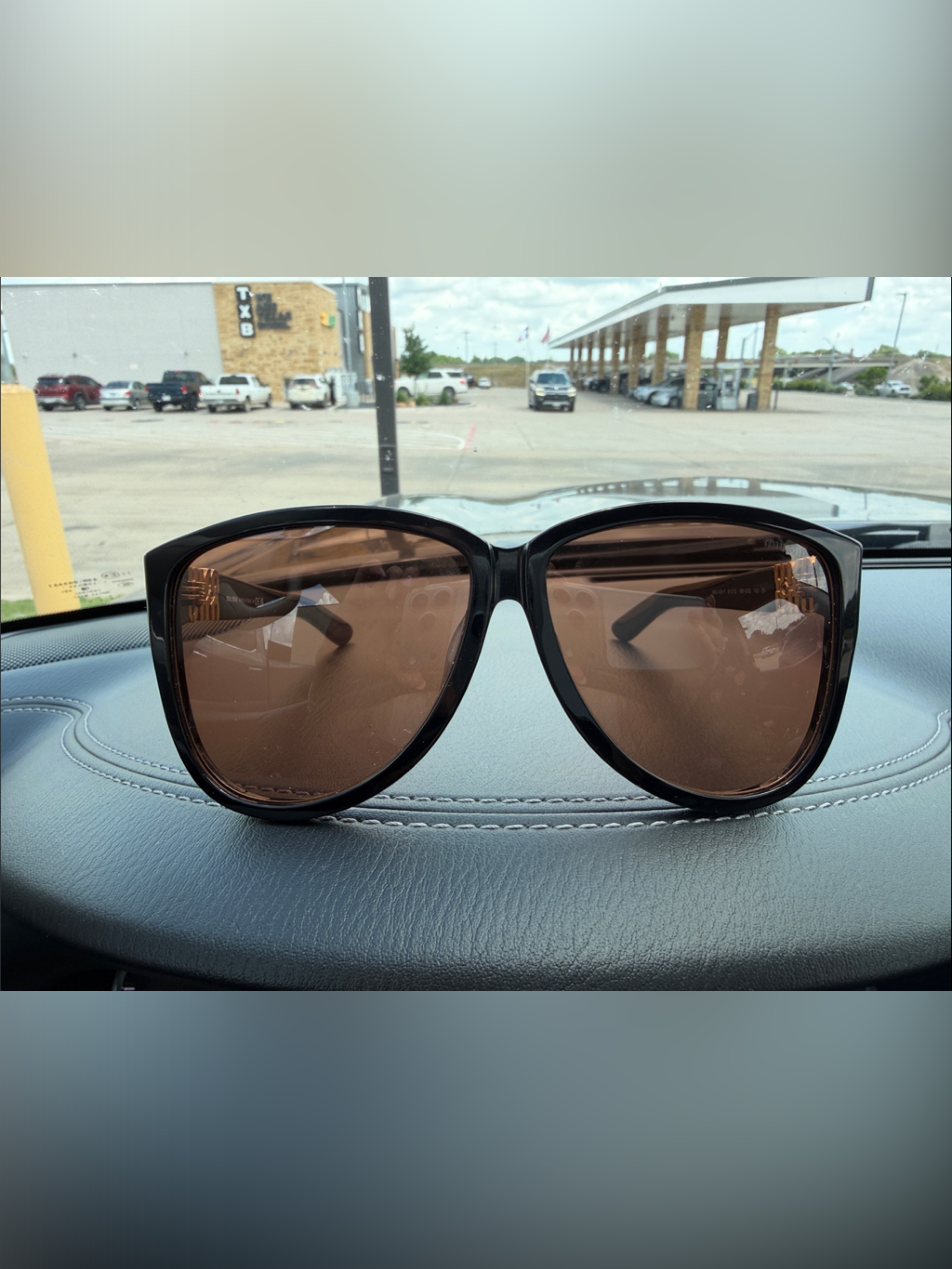 Miu Miu Black Oversized Sunglasses With Brown Lenses